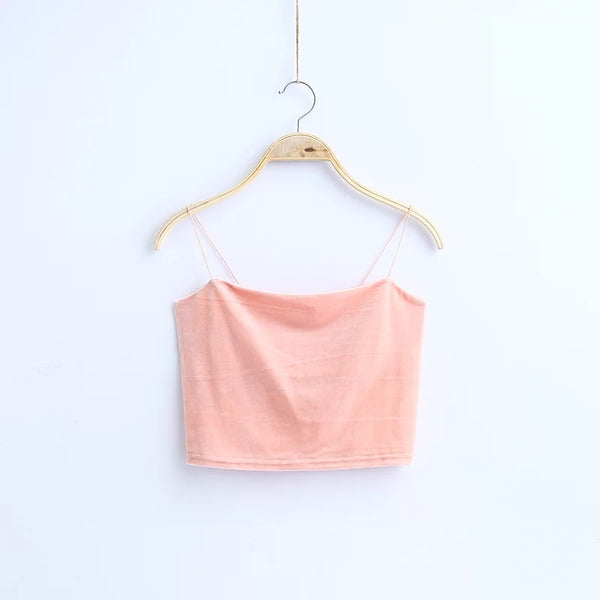 Women Velvet straps Camis Girls' Straps Crop Tops Camisoles