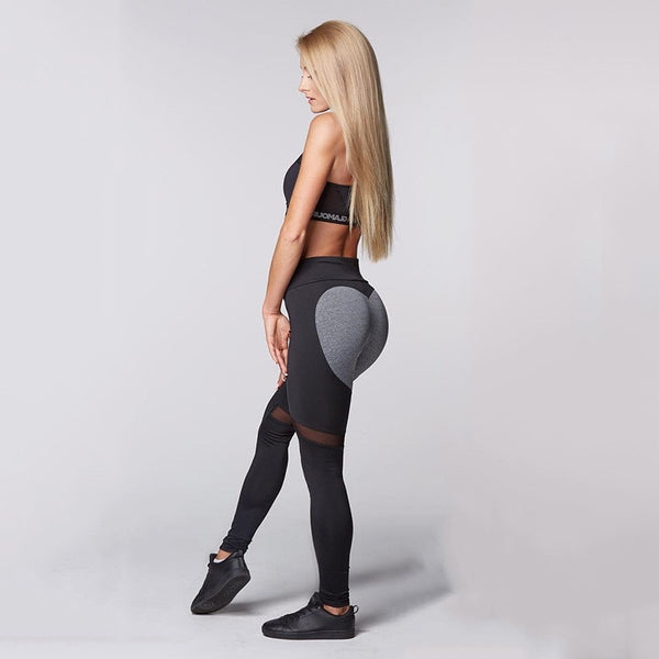 Women jegging Heart Pattern Leggings Fitness Leggings push up pants Ladies Plain Elastic Mesh Splice Leggins plus size leggings