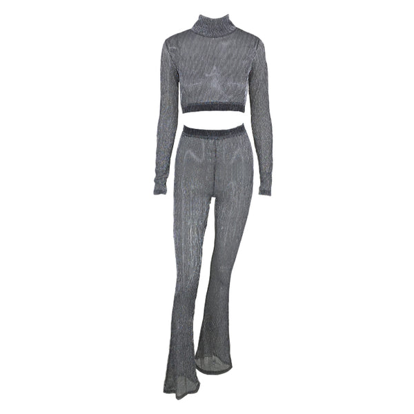 New Arrival Rompers Women Long Sleeve Crop Top Slim Style Skinny 2 Pieces Jumpsuits Bodycon Overalls