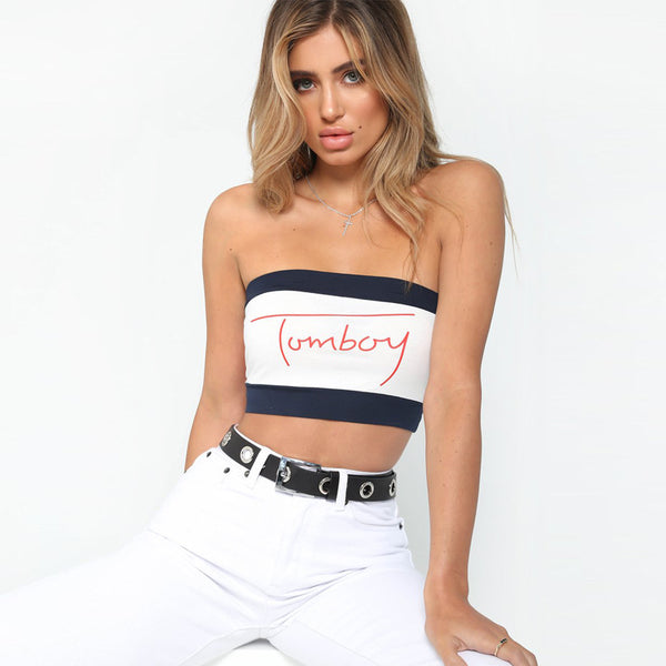 Sexy Bustier Crop Top Women TOMBOY Letter Printed Spring Summer 2022 Female Short Tank Tops For Women
