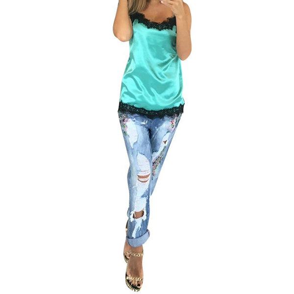 camiseta tirantes mujer Sexy Women Camisoles women crop top Summer Lace Patchwork Vest topjes Sleeveless Tank Tops New