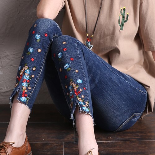 elastic basic women long jeans woman 2022push up skinny jeans with embroidery slim stretch cute nice denim pants femme boyfriend