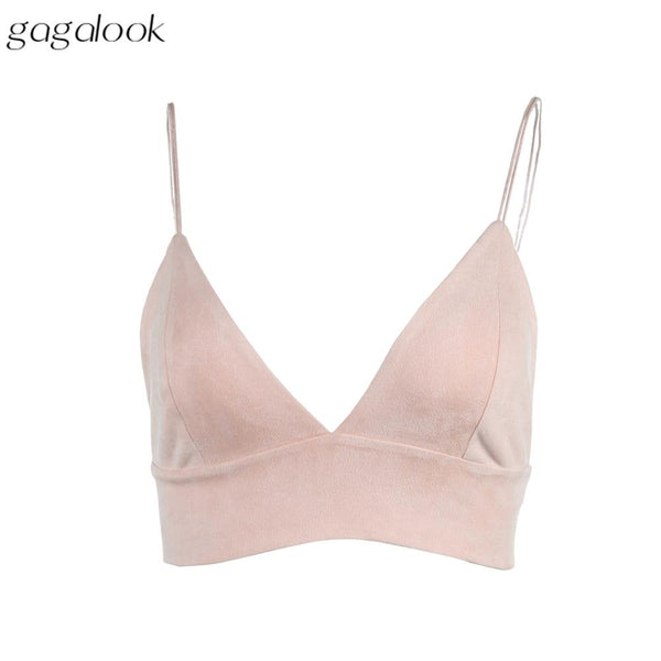 Bralette Crop Top Summer Sexy Pink Strappy Suede Cami Camisole Women Tops 2022 T1397