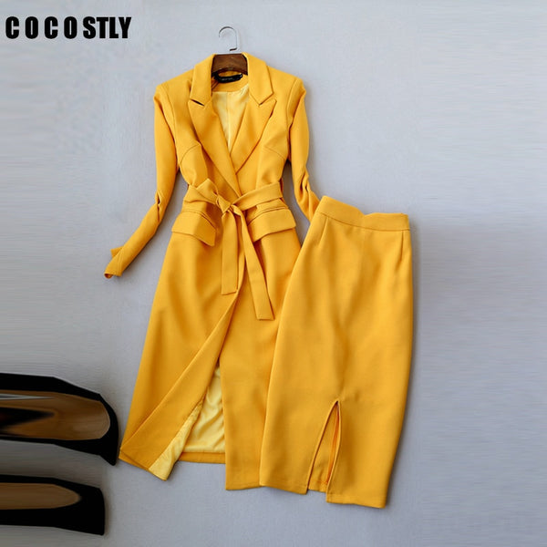 ladies suit autumn women skirt suit Korean Slim long suit windbreaker wild OL professional women suits two-piece office clothes