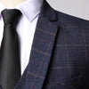 Three-piece Male Formal Business Plaids Suit for Men's  Boutique Plaid Wedding Dress Suit ( Jacket + Vest + Pants )