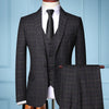 Three-piece Male Formal Business Plaids Suit for Men's  Boutique Plaid Wedding Dress Suit ( Jacket + Vest + Pants )