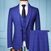 Three-piece Male Formal Business Plaids Suit for Men's  Boutique Plaid Wedding Dress Suit ( Jacket + Vest + Pants )