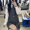 Japanese School Uniform White Three Lines College High School Girls Student Uniforms Sailor Suit White Tops Pleated Skirt
