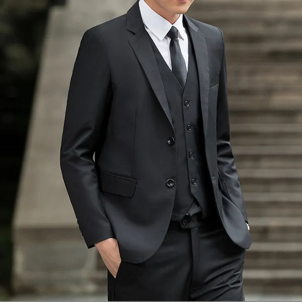 Customized Men's Suit Suit Men's Business Suit Black Blue Grey Two Button Formal Three Piece Set