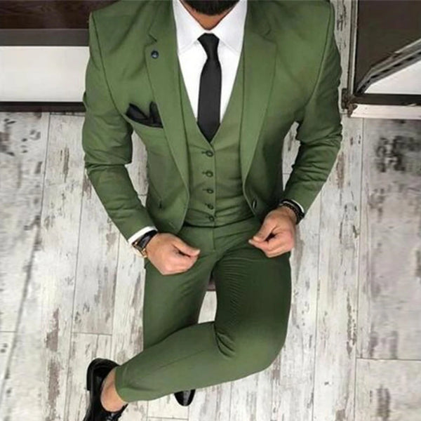 Latest Coat Pant Designs Green Men Suit Slim Fit 3 Piece Tuxedo Groom Style Suits Custom Prom Party Blazer Terno