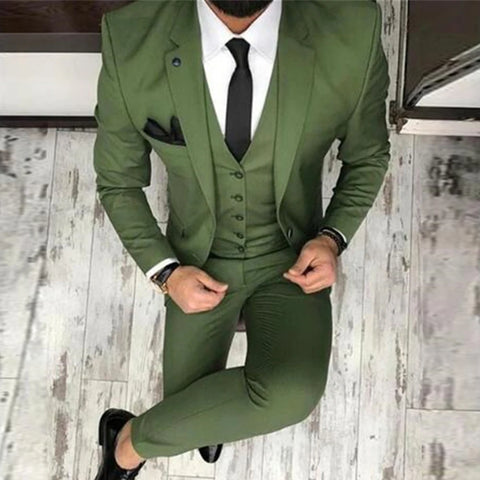 Latest Coat Pant Designs Green Men Suit Slim Fit 3 Piece Tuxedo Groom Style Suits Custom Prom Party Blazer Terno