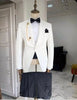 Custom white jacquard  men suits for wedding groom prom suit mans blazer business party tuxedo 2-piece jackets pants