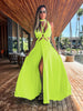 2023 New Women's Sexy Vacation Dress Solid Long Dress Cut Out Exposed Waist High Slit Suspender Long Skirt