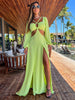 2023 New Women's Sexy Vacation Dress Solid Long Dress Cut Out Exposed Waist High Slit Suspender Long Skirt