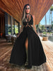 2023 New Women's Sexy Vacation Dress Solid Long Dress Cut Out Exposed Waist High Slit Suspender Long Skirt