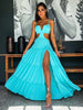 2023 New Women's Sexy Vacation Dress Solid Long Dress Cut Out Exposed Waist High Slit Suspender Long Skirt