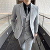 High-end Men (suit + Vest + Trousers) Three-piece  and Handsome Korean Version Slim-fit Business Casual Suit Wedding