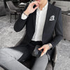 High-end business suit (suit + vest + trousers)  Korean version slim party wedding groom dress three-piece set M-4XL