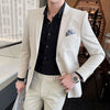 High-end business suit (suit + vest + trousers)  Korean version slim party wedding groom dress three-piece set M-4XL