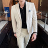 High-end business suit (suit + vest + trousers)  Korean version slim party wedding groom dress three-piece set M-4XL