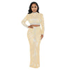 Long Sleeve Mesh Maxi Bodycon Elegant Party Sparkly Rhinestone For Birthday Dress Sexy Club Two Piece Sets Womens Outifits