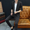 Men's Half Sleeve Casual Suit Summer Thin Korean Style Striped Suit Two-Piece Suit
