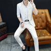 Men's Half Sleeve Casual Suit Summer Thin Korean Style Striped Suit Two-Piece Suit