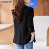 Green Women's Blazer Formal Blazer Coat Female Long Sleeve Single Button Straight Jacket Office Ladies Work Wear