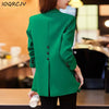 Green Women's Blazer Formal Blazer Coat Female Long Sleeve Single Button Straight Jacket Office Ladies Work Wear