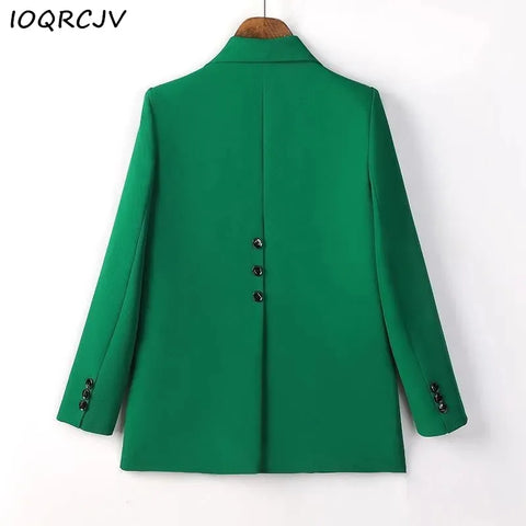 Green Women's Blazer Formal Blazer Coat Female Long Sleeve Single Button Straight Jacket Office Ladies Work Wear