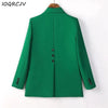 Green Women's Blazer Formal Blazer Coat Female Long Sleeve Single Button Straight Jacket Office Ladies Work Wear