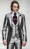 Style One Button Shiny Business Men Suit Men's Wedding Prom Suits Bridegroom 3 Pieces(Jacket+Pant+Vest+Tie)