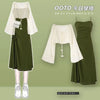 Spring Summer  Matching Set Women's  Shirt Top+Suspended Dress Two Piece Korean Elegant Blouse Midi Skirt Suit