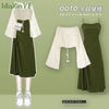 Spring Summer  Matching Set Women's  Shirt Top+Suspended Dress Two Piece Korean Elegant Blouse Midi Skirt Suit