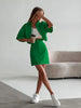 Spring Summer Women Solid Green Office Mini Skirt Set Outfits Crop Tops 2 Two Piece Female