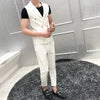 Summer  Double-breasted Men's Suit Set Casual Slim Two-piece Set (sleeveless Top + Pants) Multi-color Trajes De Hombre