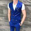 Summer  Double-breasted Men's Suit Set Casual Slim Two-piece Set (sleeveless Top + Pants) Multi-color Trajes De Hombre