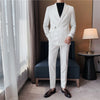 Summer  Men British Double Breasted Suit  Formal 2-Piece Bridegroom Wedding Business Leisure Professional Suit
