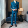 Summer  Men British Double Breasted Suit  Formal 2-Piece Bridegroom Wedding Business Leisure Professional Suit
