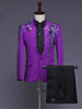 Two-piece Stand Collar Appliqued Men White Suits for Prom Wedding Award Ceremony Blue Red Purple Jacket
