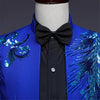 Two-piece Stand Collar Appliqued Men White Suits for Prom Wedding Award Ceremony Blue Red Purple Jacket
