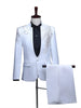 Two-piece Stand Collar Appliqued Men White Suits for Prom Wedding Award Ceremony Blue Red Purple Jacket
