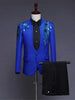Two-piece Stand Collar Appliqued Men White Suits for Prom Wedding Award Ceremony Blue Red Purple Jacket