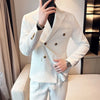 2023Boutique high-end English dress (Blazer - western pants) Waffle  men's casual suit double breasted suit two-piece set