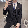 solid color (suit + vest + trousers)  slim-fitting business casual suit bridegroom dress three-piece set