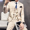 solid color (suit + vest + trousers)  slim-fitting business casual suit bridegroom dress three-piece set