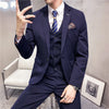 solid color (suit + vest + trousers)  slim-fitting business casual suit bridegroom dress three-piece set