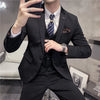 solid color (suit + vest + trousers)  slim-fitting business casual suit bridegroom dress three-piece set