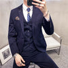 solid color (suit + vest + trousers)  slim-fitting business casual suit bridegroom dress three-piece set