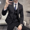 solid color (suit + vest + trousers)  slim-fitting business casual suit bridegroom dress three-piece set